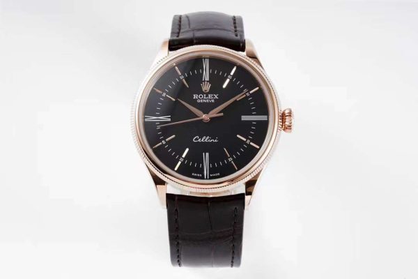 Rolex Cellini KZF Rose Gold Black Dial Roman Markers Swiss 3132