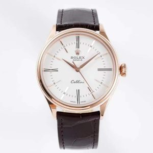 Rolex Cellini KZF Rose Gold White Dial Roman Markers Swiss 3132