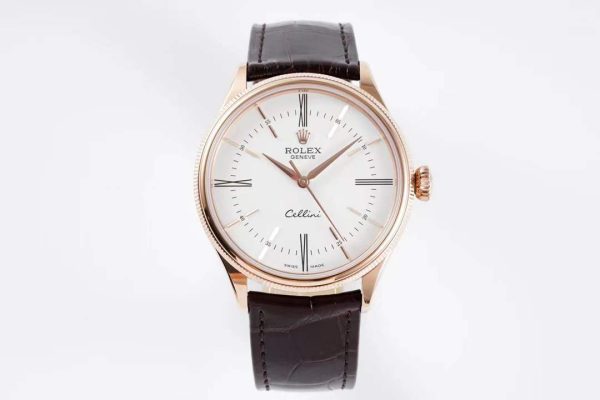 Rolex Cellini KZF Rose Gold White Dial Roman Markers Swiss 3132