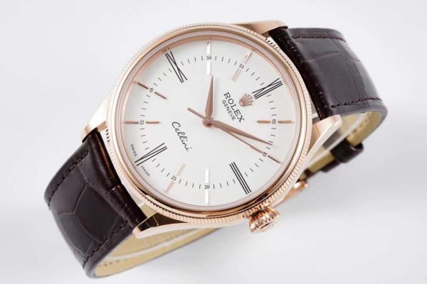 Rolex Cellini KZF Rose Gold White Dial Roman Markers Swiss 3132