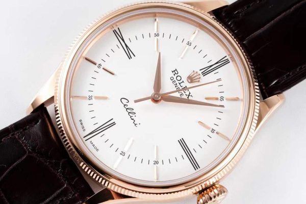 Rolex Cellini KZF Rose Gold White Dial Roman Markers Swiss 3132