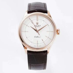 Rolex Cellini KZF Rose Gold White Dial Swiss 3132