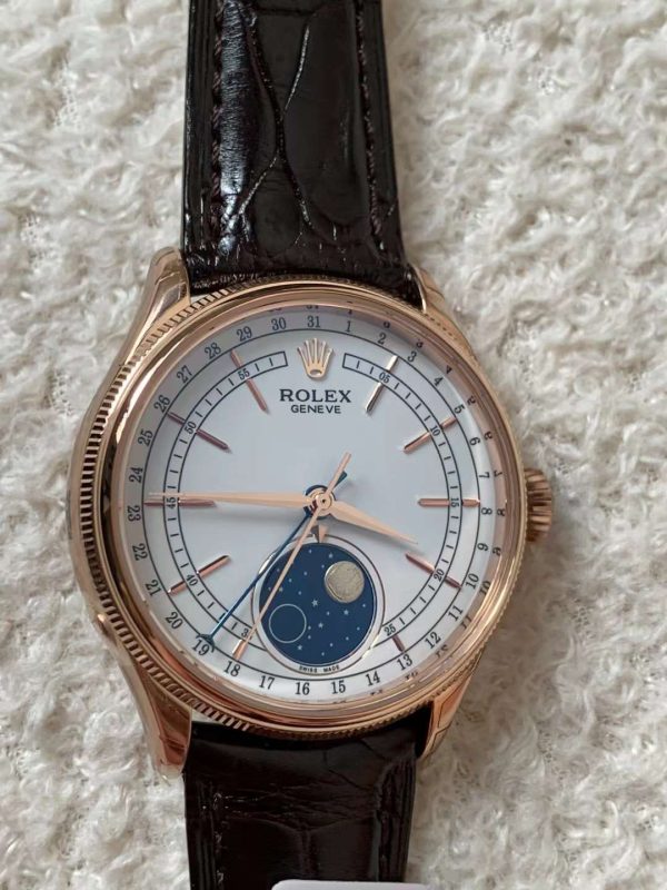 Rolex Cellini Moonphase 50535 KZF Rose Gold White Dial Swiss 3195