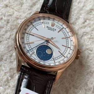 Rolex Cellini Moonphase 50535 KZF Rose Gold White Dial Swiss 3195