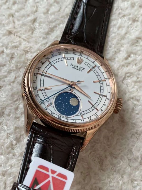 Rolex Cellini Moonphase 50535 KZF Rose Gold White Dial Swiss 3195