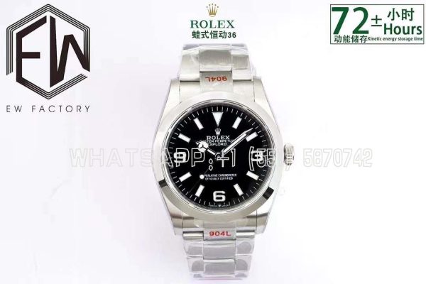 Rolex Explorer I 36mm 124270 Baselworld EWF SS 904L Black Dial Swiss 3230