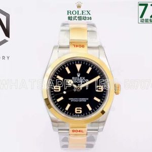 Rolex Explorer I 36mm 124273 Baselworld EWF Yellow Gold & SS 904L Black Dial Swiss 3230