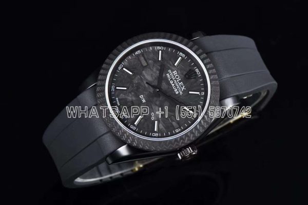 Rolex Milgauss DiW Black Carbon Casing Watch - ETA2836 Automatic Movement in Black Strap