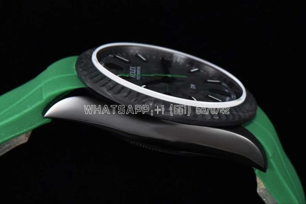 Rolex Milgauss DiW Black Carbon Casing Watch - ETA2836 Automatic Movement in Green Strap