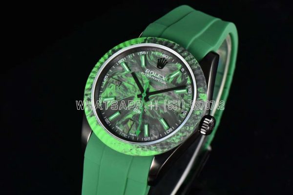 Rolex Milgauss DiW Green Carbon Casing Watch - ETA2836 Automatic Movement in Green Strap