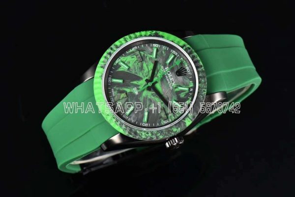 Rolex Milgauss DiW Green Carbon Casing Watch - ETA2836 Automatic Movement in Green Strap