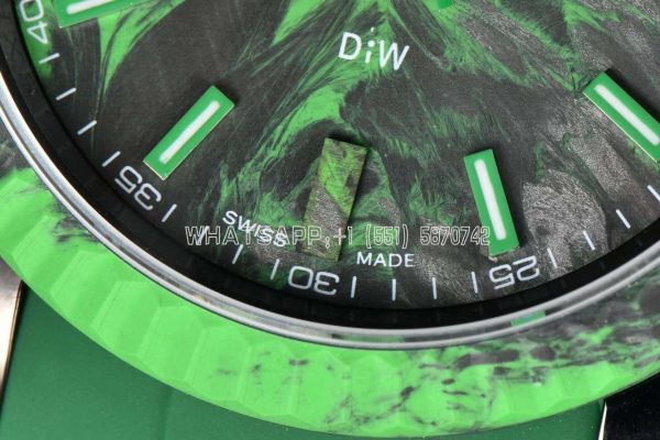 Rolex Milgauss DiW Green Carbon Casing Watch - ETA2836 Automatic Movement in Green Strap