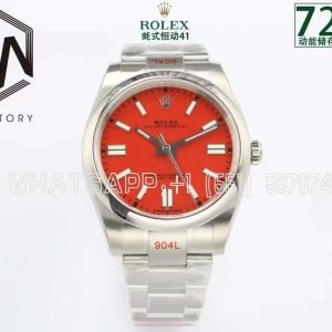 Rolex Oyster Perpetual 41mm 124300 EWF SS 904L Red Dial Swiss 3230