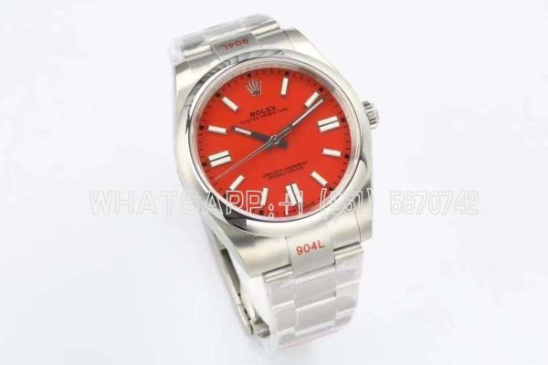 Rolex Oyster Perpetual 41mm 124300 EWF SS 904L Red Dial Swiss 3230