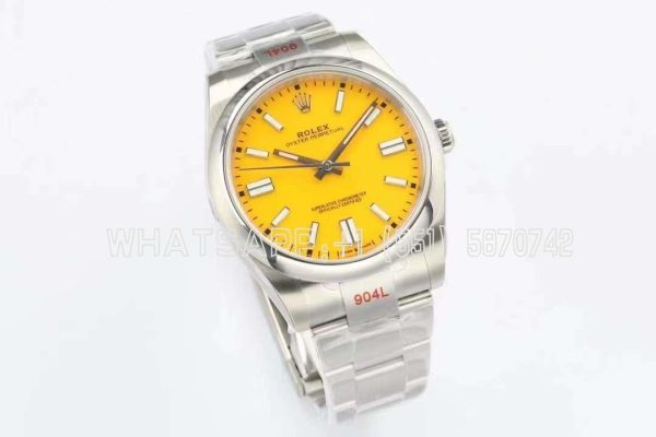 Rolex Oyster Perpetual 41mm 124300 EWF SS 904L Yellow Blue Dial Swiss 3230