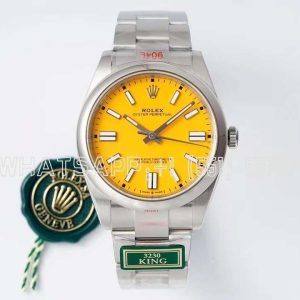 Rolex Oyster Perpetual 41MM 124300 SS 904L Yellow Dial Swiss 3230 KING Factory