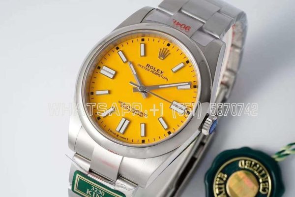 Rolex Oyster Perpetual 41MM 124300 SS 904L Yellow Dial Swiss 3230 KING Factory