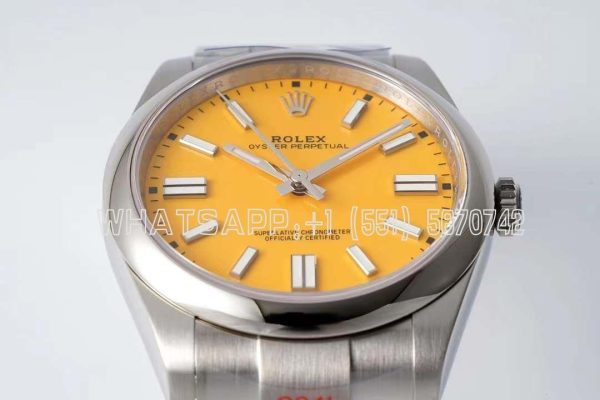 Rolex Oyster Perpetual 41MM 124300 SS 904L Yellow Dial Swiss 3230 KING Factory