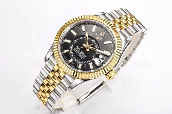 Rolex Sky-Dweller ZF Yellow Gold & SS 904L Black Dial Swiss 9001