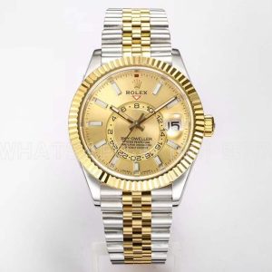 Rolex Sky-Dweller ZF Yellow Gold & SS 904L Champagne Dial Swiss 9001