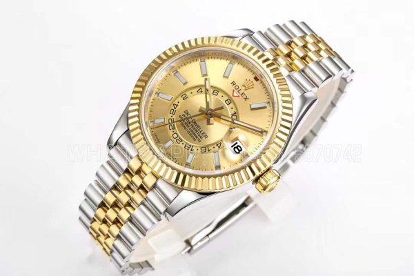 Rolex Sky-Dweller ZF Yellow Gold & SS 904L Champagne Dial Swiss 9001