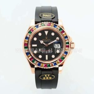 Rolex Yacht Master 40 Black Dial with Rainbow Diamond Bezel in Rose Gold