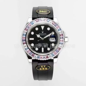 Rolex Yacht Master 40mm 126655 Black Dial with Rainbow Diamond Bezel KF