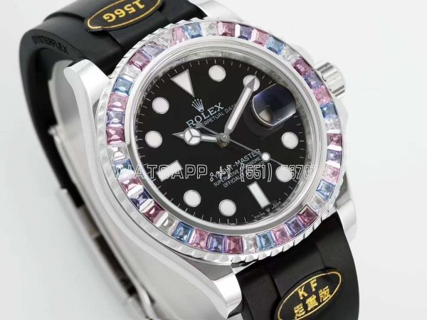 Rolex Yacht Master 40mm 126655 Black Dial with Rainbow Diamond Bezel KF