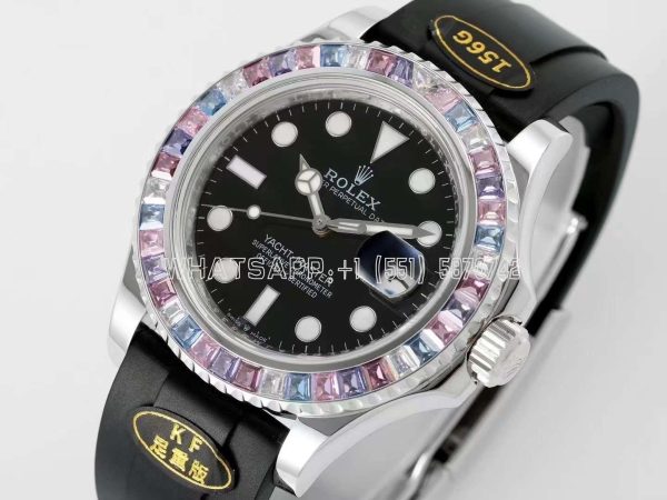 Rolex Yacht Master 40mm 126655 Black Dial with Rainbow Diamond Bezel KF