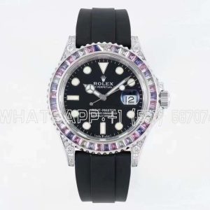 Rolex Yacht Master M126679SABR 42MM White Gold and Black Dial with Rainbow Diamond Bezel JVS Factory