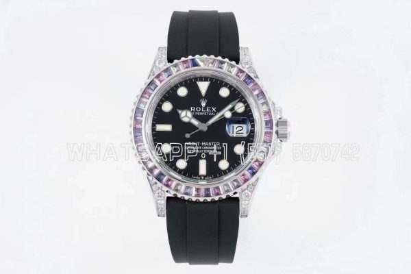 Rolex Yacht Master M126679SABR 42MM White Gold and Black Dial with Rainbow Diamond Bezel JVS Factory