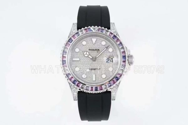 Rolex Yacht Master M126679SABR 42MM White Gold and Diamond Dial with Rainbow Diamond Bezel JVS Factory