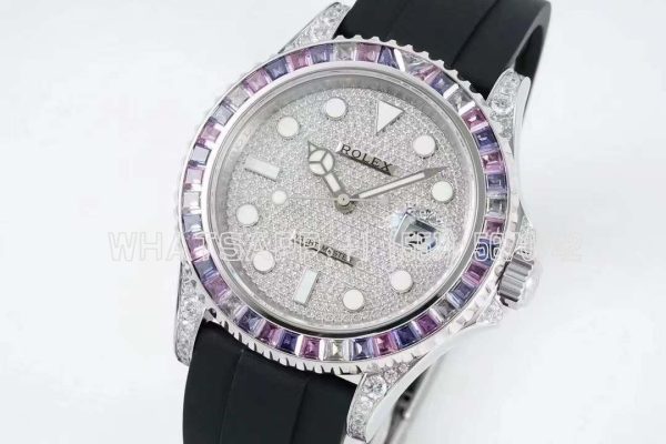 Rolex Yacht Master M126679SABR 42MM White Gold and Diamond Dial with Rainbow Diamond Bezel JVS Factory