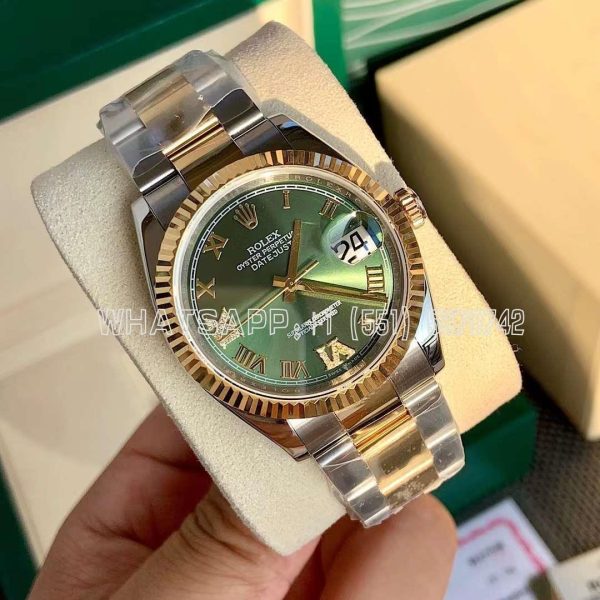 Rolex Datejust 126233 36mm Green Roman Oyster Diamond Dial