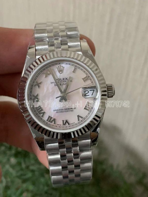 Rolex Datejust 178384 31mm Swiss Replica in 904L Steel in Pearl Dial