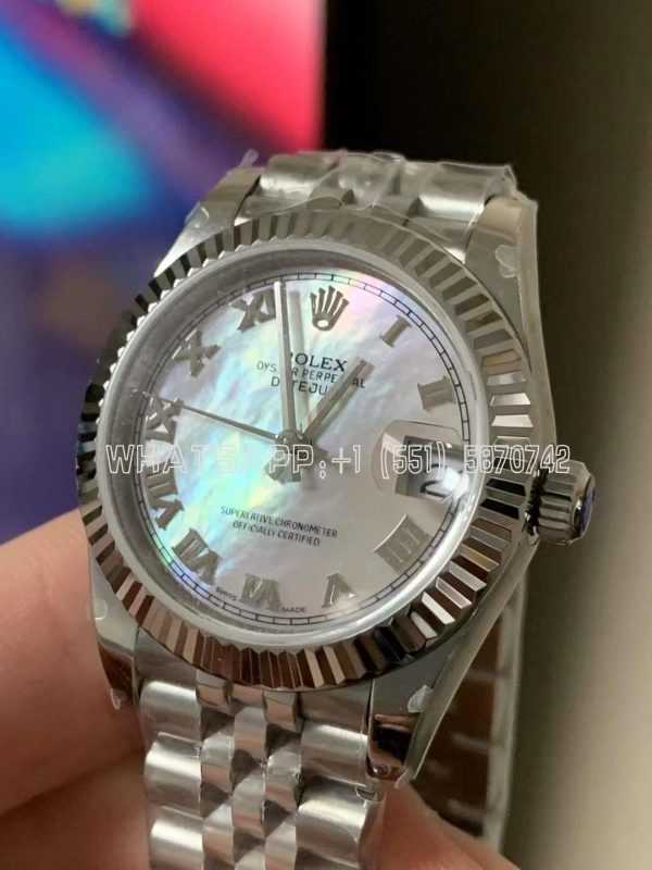 Rolex Datejust 178384 31mm Swiss Replica in 904L Steel in Pearl Dial