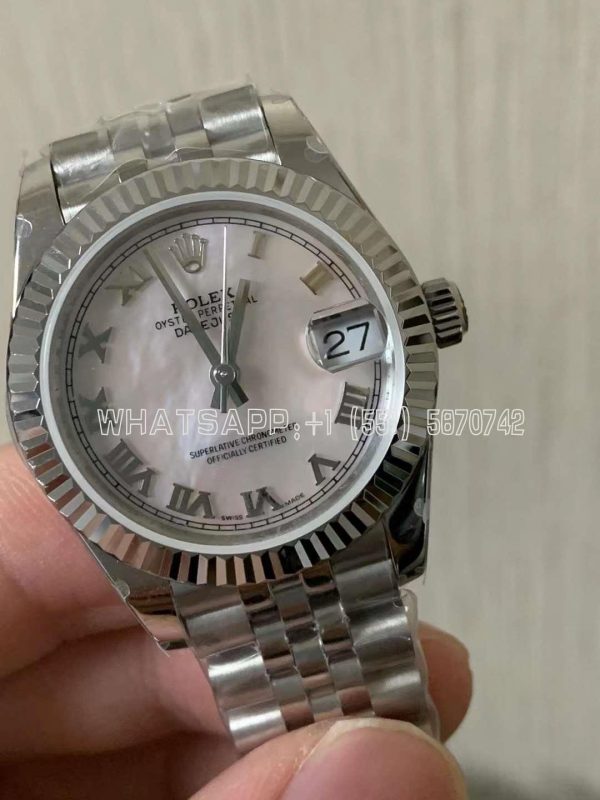 Rolex Datejust 178384 31mm Swiss Replica in 904L Steel in Pearl Dial