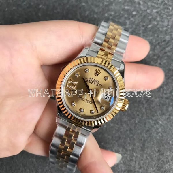 Rolex Datejust 28 279163 Yellow Gold Diamond and Champagne Dial GS Factory