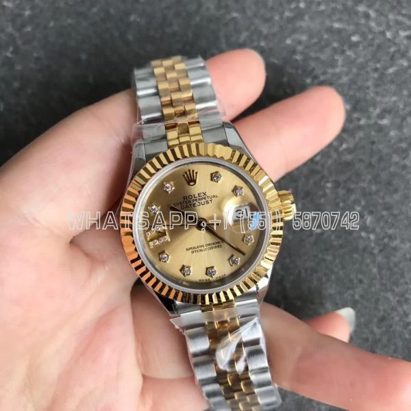 Rolex Datejust 28 279163 Yellow Gold Diamond and Champagne Dial GS Factory