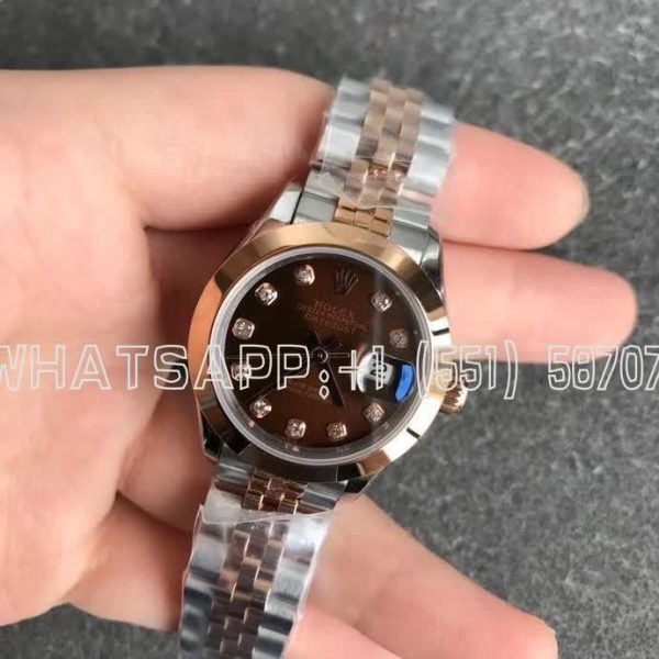 Rolex Datejust 28 279171 Stainless Steel & Rose Gold Diamond and Brown Dial GS Factory