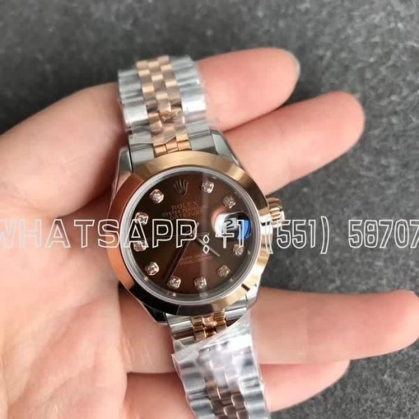 Rolex Datejust 28 279171 Stainless Steel & Rose Gold Diamond and Brown Dial GS Factory