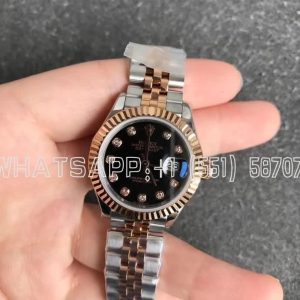 Rolex Datejust 28 Stainless Steel & Rose Gold Black and Diamond Dial GS Factory