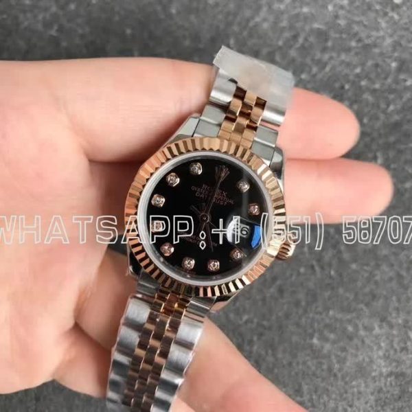 Rolex Datejust 28 Stainless Steel & Rose Gold Black and Diamond Dial GS Factory