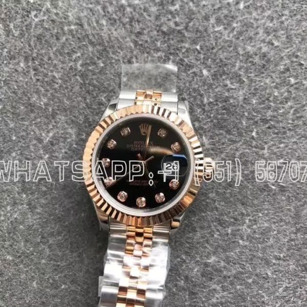 Rolex Datejust 28 Stainless Steel & Rose Gold Black and Diamond Dial GS Factory