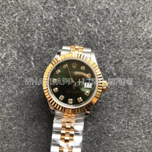 Rolex Datejust 28 Yellow Gold Diamond and Green Dial GS Factory