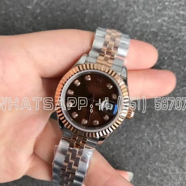 Rolex Datejust 28mm 279171 Stainless Steel & Rose Gold Diamond and Brown Dial GS Factory