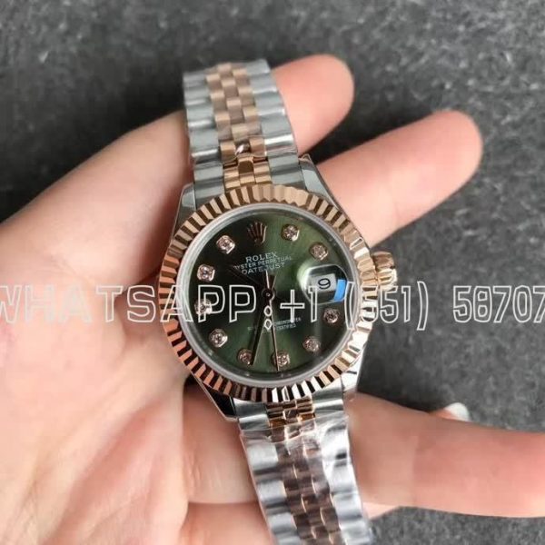 Rolex Datejust 28mm Rose Gold Diamond and Green Dial GS Factory