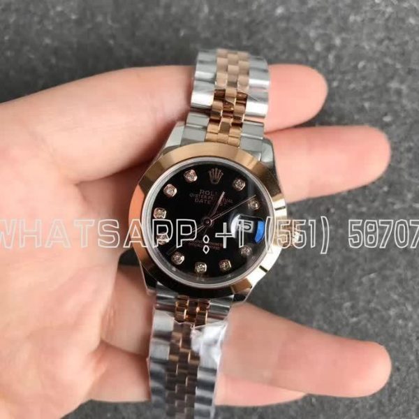 Rolex Datejust 28mm Stainless Steel & Rose Gold Black and Diamond Dial GS Factory