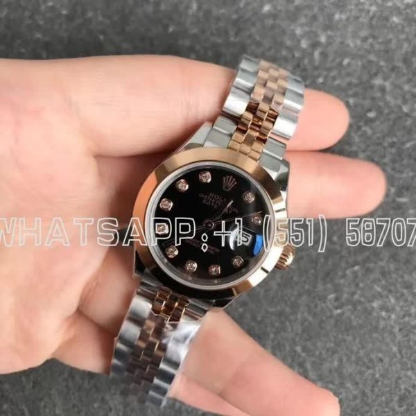 Rolex Datejust 28mm Stainless Steel & Rose Gold Black and Diamond Dial GS Factory