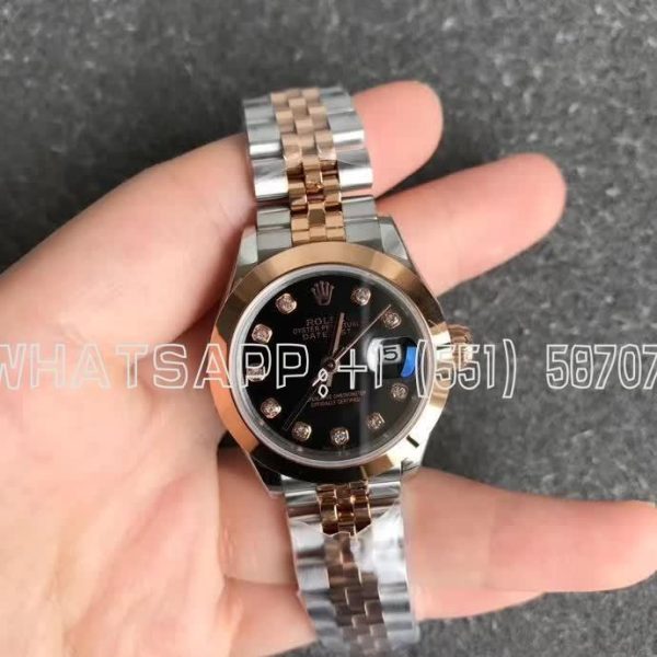 Rolex Datejust 28mm Stainless Steel & Rose Gold Black and Diamond Dial GS Factory